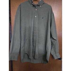 Ralph Lauren Blaire Men's XL Green Solid Woven Button-Down Long Sleeve Shirt